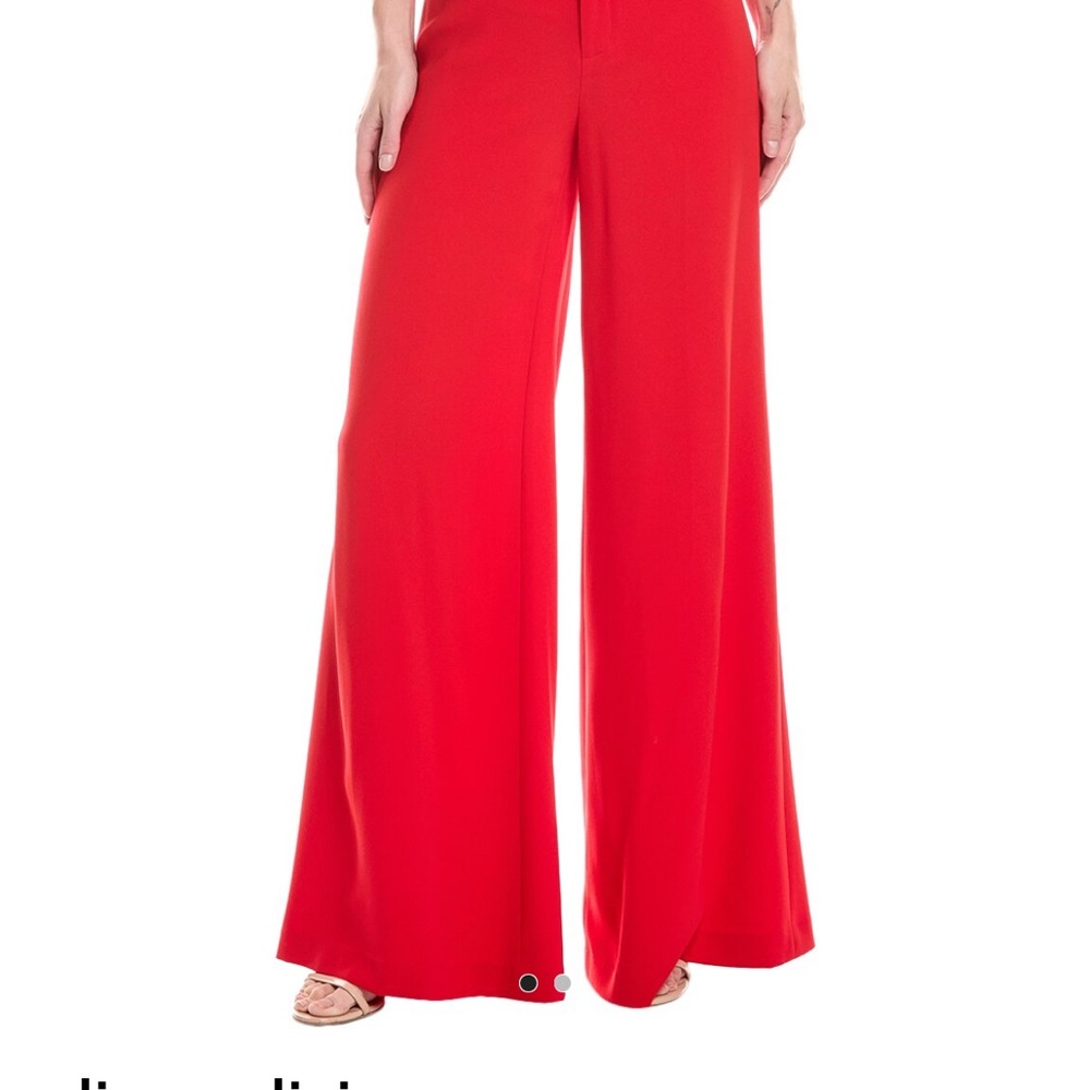 Alice + Olivia Vibrant Red Wide-Leg Trousers